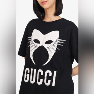 Gucci Oversized Printed Cotton-Jersey T-Shirt Manifesto Mask Black/White